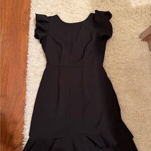 C. Luce Black Mini Cocktail Dress with Ruffle Sleeves